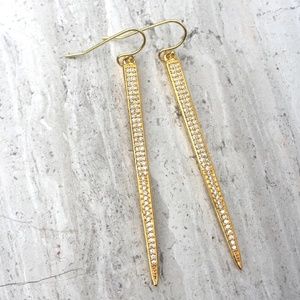 14K gold/sterling silver CZ spike Earrings